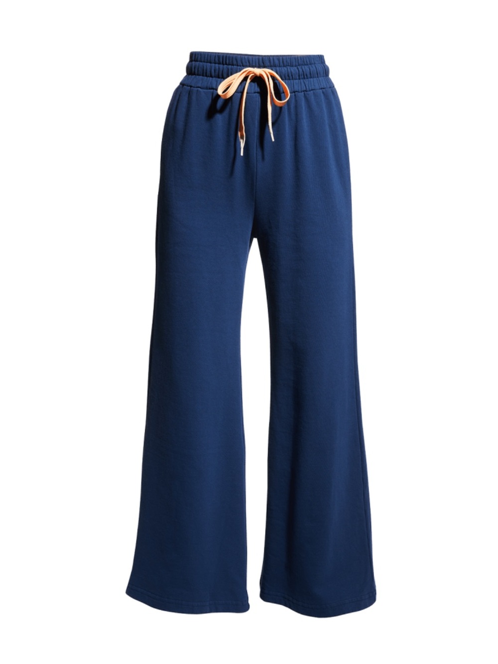 NWOT MOTHER Navy Wide-Leg Sweatpants with Peach Drawstring
